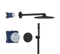 Precision SmartControl set de douche encastré 2 jets avec mitigeur thermostatique, tête ronde Ø 31 cm, noir mat (348742430)