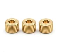 PrecisionG ouchon Fileté 1/8 NPT Mâle, Bouchons de Fermeture CNC en Aluminium ou Laiton pour Huile, Air et Hydraulique, Lot de 3 (Laiton Naturel)