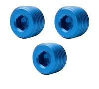 PrecisionG ouchon Fileté 1/8 NPT Mâle, Bouchons de Fermeture CNC en Aluminium ou Laiton pour Huile, Air et Hydraulique, Lot de 3 (Bleu Aluminium)