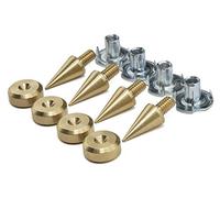 PrecisionGeek - Ensemble de pics et coussinets de haut-parleur, pointes M6, cônes de 10 mm de diamètre, coussinets de 16 mm de diamètre, écrous en T, pour haut-parleurs, supports Hi-Fi, armoires,