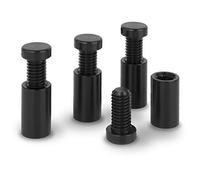 Precisiongeek Entretoises 12mm L-20mm Boulons pour verre/acrylique support de fixation murale de plaques percées en aluminium Noir support publicitaire Lot de 4