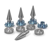 PrecisionGeek - Jeu de Patins de Pointes de Haut-Parleur en Aluminium, 4 pièces de Pointes M6, 4 pièces de Patins moletés de 16 mm de diamètre et 4 pièces d'inserts en Bois