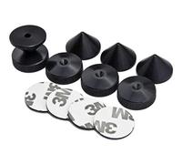 PrecisionGeek Jeu de Pointes et Patins d'enceinte diamètre 20 mm Pointes Coniques en Aluminium anodisé Noir Patins moletés sur Le côté Autocollants Inclus pour Barres de Son systèmes HiFi