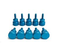 Precisiongeek Lot de 10 vis moletées 6-32 UNC x 6,5 mm, tête moletée Ø 10 mm, aluminium anodisé bleu, vis à main pour appareil photo, électronique et boîtier