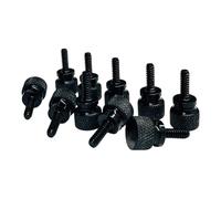 Precisiongeek Lot de 10 vis moletées 6-32 UNC x 6,5 mm, tête moletée Ø 10 mm, aluminium anodisé noir, vis à main pour appareil photo, électronique et boîtier