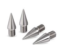 PrecisionGeek - Lot de 4 pics de haut-parleur 1/4 20 UNC 10 mm de long, cône de 10 mm de diamètre, argent, matériau en acier inoxydable, pour haut-parleurs, supports HiFi, armoires, barres de son