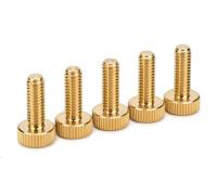 PrecisionGeek Lot de 5 vis moletées M6 en laiton - 15 mm - Tête plate