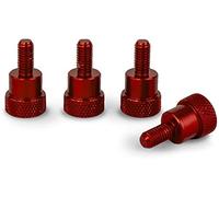 PrecisionGeek Moleté Pouce vis/Vis d'épaule Aluminium M4 x 10mm L-20mm Anodisé Rouge Lot de 4