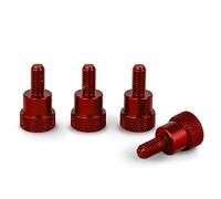 PrecisionGeek Moleté Pouce vis/Vis d'épaule Aluminium M6 x 10mm L-22mm Anodisé Rouge Lot de 4