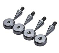 PrecisionGeek - Pointes et Contre-Pointes de Haut-Parleur M6 (Ø10x20 mm | Ø20x7 mm | Aluminium Gris) - Lot de 4 Pointes + 4 Pads HiFi Antivibrations pour Enceintes, Subwoofers et Amplificateurs