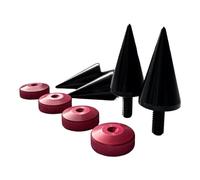 PrecisionGeek - Pointes et Contre-Pointes Haut-Parleur M6 Ø20x37mm en Aluminium Noir/Rouge Forme Moletée,Pieds HiFi Anti-Vibration pour Enceintes, Caissons de Basse et Meubles Audio- 4 Spikes & 4Pads