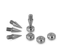 PrecisionGeek - Pointes et coussinets pour haut-parleurs, acier inoxydable, pointes M6, cône de 10 mm de diamètre et coussinets de 16 mm de diamètre, forme chanfreinée