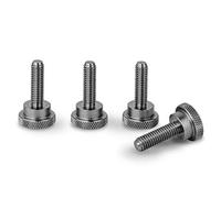PrecisionGeek Vis moletées d'épaule M6 x 20 mm - Acier inoxydable - Tête plate moletée Ø 16 mm - Lot de 4 - Raccord manuel - Fabriqué en Europe