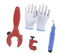 Precisions Pince à cliquet en cuivre pour tubes à paroi mince Comprend un outil d'ébavurage et des gants (0,6 cm à 2,8 cm) Outil de coupe de tuyau à cliquet