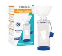 PRECITECH Chambre d'Inhalation BÉBÉ & ENFANT (9M-6A) - Masque silicone - Chambre antistatique - Compatibile avec tous les aérosols doseurs