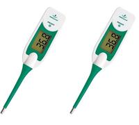 PRECITECH - Thermomètre rectal grand écran - Mémoire de la dernière prise - Diagnostic visuel en 3 Couleurs - Adultes et enfants - Embout flexible - Couleur aléatoire (Lot de 2)