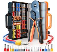 Preciva 0.08-16mm² Pince à Sertir avec Double Berrel Cosses Electriques, Hexagonal Sertisseuse Electrique avec 1275pcs Embouts & Valise, Pignon à Cliquet Autorégulateur (SO 16-6)
