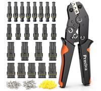 Preciva 350pcs Connecteur Electrique Etanche avec Pince à Sertir, Pince a Sertir (0.5-1.5mm²/ AWG18-16) avec Connecteur Automobile (1/2/3/4 Broches) pour Moto, Voiture, Bateau, Camion, etc