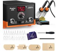 Preciva 935D Pyrograveur sur Bois, Affichage Numérique Graveur Bois, 250-750℃ Température Réglable Gravure sur Bois avec 2 Stylo Graveur, 20 Pointes, 20 Copeaux de Bois, Adulte Bois pour le Bois Cuir