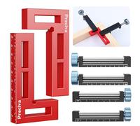 Preciva Bloc de Positionnement à 90 Degrés - Pince à Angle Droit 10cm/4.1inch pour Travail à Bois, Serre Joint D'Angle pour Cadres Photos Boîtes Armoires Tiroirs - 2 Ensembles (Rouge)
