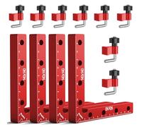 Preciva Bloc de Positionnement à 90 Degrés Rouge, Outils de Travail du Bois, Fixation à angle droit， Pince de Fixation à Angle Droit en Alliage D'aluminium，Pour Cadres Photo - 4 Ensembles (14 cm/5,5")