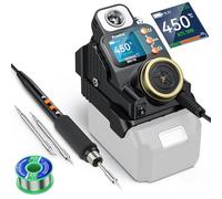 Preciva Fer a Souder Sans Fil, Affichage NuméRique Fer a Souder 50W, 90-450℃ Température Réglable Convient à La Batterie 18-20V, Chauffage Rapide avec 2 Pointes de Fer à Souder (Pile Non Incluse)