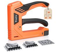 Preciva Kit d'Agrafeuse Robuste avec 1800 Agrafes - Couronne 10,6mm/11,2mm & Type T, Poignée Ergonomique Antidérapante, Chargeur Rapide pour Bois, Rembourrage, DIY (Noir-Orange)