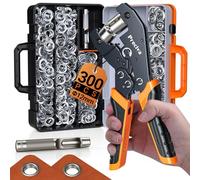 Preciva Kit de Pince à œillet Magnétiques - 12mm Pinces a Bache avec 300 œillets en Métal Argenté, Dispositif de Blocage Automatique, Outil de Perforation D'œillets pour Tissu, Cuir, Bâches, Carton