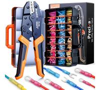 Preciva Kit de Pince à Sertir pour Gaine Thermorétractables avec 220 Cosses - 0,25-6 mm² Outils de Sertissage à Cliquet pour Câbles Isolés avec Mâchoires Quadricolores pour Electroniques