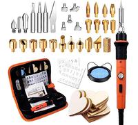 Preciva Kit de soudage portable pour pyrographie, 60 W, température 220 °C à 480 °C, outils de gravure professionnelle travaux sur cuir bois, étui de transport