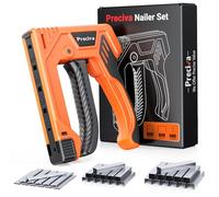 Preciva Kit d'grafeuse légère pour bois, Agrafeuse de tapissier avec 1800 agrafes - 10.6/8, 11.2/8, 10/2mm pour Travail du bois, Artisanat, Mur, Arts, Bricolage, Décoration(Noir/Orange)