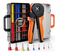 Preciva Kit d'outils de sertissage de virole, AWG 28-5 (0,08-16 mm²), outil de sertissage à cliquet auto-réglable avec étui de rangement - Kit d'embouts de fil à mâchoire carrée pour électricité