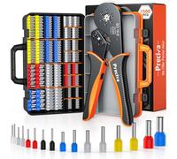 Preciva Kit d'outils de sertissage de virole - AWG 28-5 à sertir hexagonal avec cliquet auto-réglable | Comprend 1500 embouts | pour câblage industriel et bornes électriques