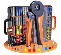 Preciva Kit d'outils de sertissage de virole - Pince à sertir quadrilatérale pour AWG 28-5 (0,08-16 mm²), pince à sertir à cliquet auto-réglable avec 850 connecteurs simples et 430 embouts jumeaux