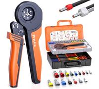 Preciva Kit d'outils de Sertissage, Sertisseuse Hexagonale 0,08-16 mm² (AWG28-5) pour Embouts, Pince à Sertir avec 1280 Embouts avec Boîte à Outils, Pince à Cliquet pour Câbles Isolés/Non Isolés