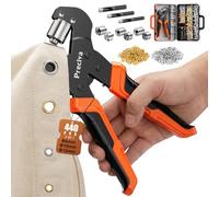 Preciva Kit œillets 6/10/12 mm, pince à oeillets avec poinçon | Lot de 440 œillets métalliques avec rondelles, têtes interchangeables pour bâches en PVC, bannières et tissus