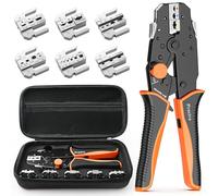 Preciva Lot de 6 pinces à sertir avec mâchoires à libération rapide,Faston Kit,Pince à sertir,Pinces à sertir pour bornes à câble,Isolants, Non isolés