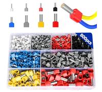 Preciva Lot de 800 Connecteurs Électriques Doubles Embouts à Sertir, Anneau à Sertir, Languette à Sertir, Taille 2 x 0,5 - 10 mm². Convient pour le Sertissage Bricolage et Industriel.