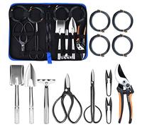 Preciva Outils de Bonsaï, Kit Bonsaï, Outils Bonsaï, kit Jardinage pour Bonsaï avec Cercles de Fils d'Aluminium, Ciseaux en Acier au Carbone, Sécateur, Pelles, Râteau à Main, Étui de Rangement(13PC)