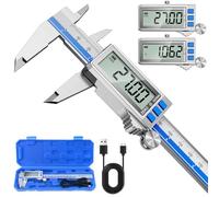 Preciva Pied a Coulisse Numérique Rechargeable,150mm Pied à Coulisse de Précision,Étanche IP54,Écran LCD Large, mm/inch/fraction,Câble de Recharge Type-C Inclus