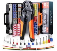 Preciva Pince à Sertir,0.08-16mm²,1500 pièces Cosses Electriques(18 Tailles)+100 pièces Attache Cable+60PCS étiquettes,28-5 AWG Pince a Sertir les Cosses de Fils, Pince Electricien