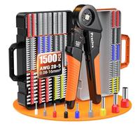 Preciva Pince à Sertir 0.08-16mm² avec 1500pcs Cosses Electrique, AWG 28-5 Outil de Sertissage de Ferrules, Pinces a Sertirs à Cliquet Auto Réglable pour Terminaux Câbles Électrique