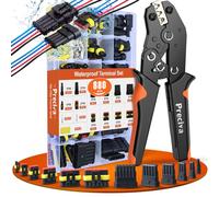 Preciva Pince à Sertir 1-2,5 mm² (AWG 18-14) avec 880 Pièces Kit,de Connecteurs Électriques Étanches IP67, Prises 1/2/3/4/5/6 Broches pour Voiture, Moto, Bateau, Camion,Etc