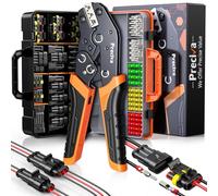 Preciva Pince à Sertir,1-2.5mm² (AWG18-14) Pince a Sertir,Set de Connecteurs Électriques Étanches pour Véhicules, Connecteurs 1/2/3/4/5/6,Convient pour Motos, Scooters, Voitures, Camions, Navires