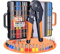 Preciva Pince à Sertir de Ferrules - 0.08-16mm² Pinces à Cosse Cliquet Auto-ajustable avec Bornes à Douille, Outils de Sertissage Hexagonales pour Isolés/Non Isolé Câbles