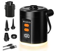 Preciva Pompe À Air Électrique avec Éclairage pour Gonflables - 5000mAh Pompe à Air Rechargeable À Gonfler/Dégonfler Rapide avec 3 Embouts pour Matelas, Piscine, Flotteurs de Piscine, Lit Pneumatique