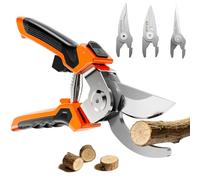 Preciva Secateur de Jardin Bypass,9" Sécateur de Jardin 4-en-1 à Lames Interchangeables-Multifonction,Taille,Cueillette & Bois Dur,pour Vignes, Rosiers, Fruits et Jardinage