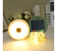 PRECORN Guirlande lumineuse solaire enroulable de 10 m - 3000 mAh - 8 modes - Étanchéité IP65 - USB-C - Guirlande lumineuse LED d'extérieur avec télécommande pour tente, jardin, camping