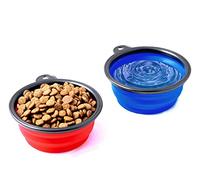 PRECORN Lot de 2 gamelles de voyage pliables pour chien et chat - 250 ml - Rouge et bleu