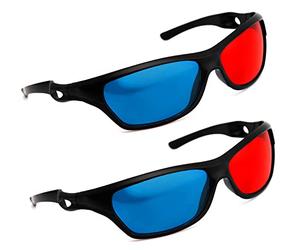 PRECORN Lot de 2 paires de lunettes 3D rouges et cyan (lunettes anaglyphes 3D) de qualité supérieure pour jeux PC 3D, images 3D, films 3D, projection 3D, vidéo, YouTube, etc.